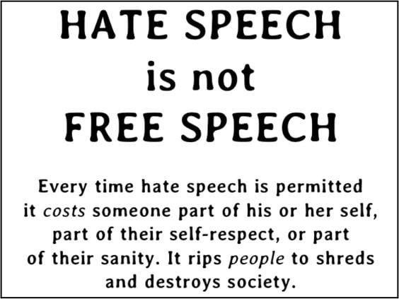 Hate-Speech is NOT Freedom of Speech