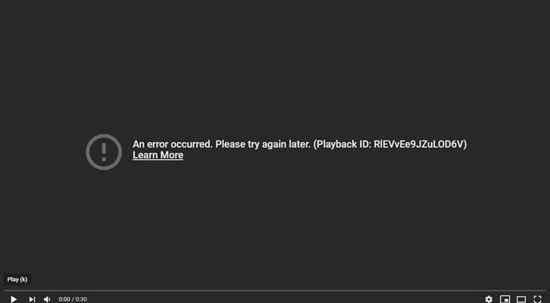 YouTube videos error