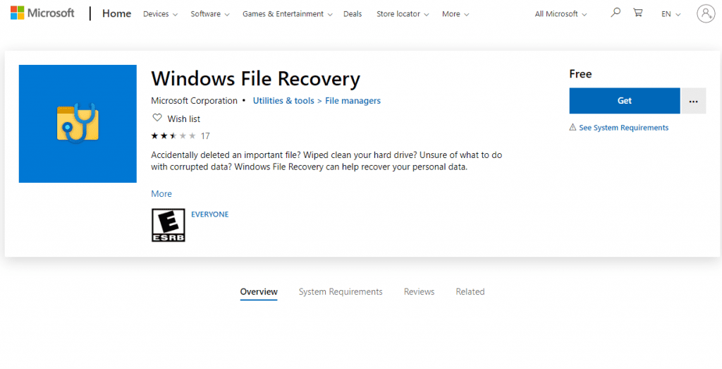 Windows file recovery