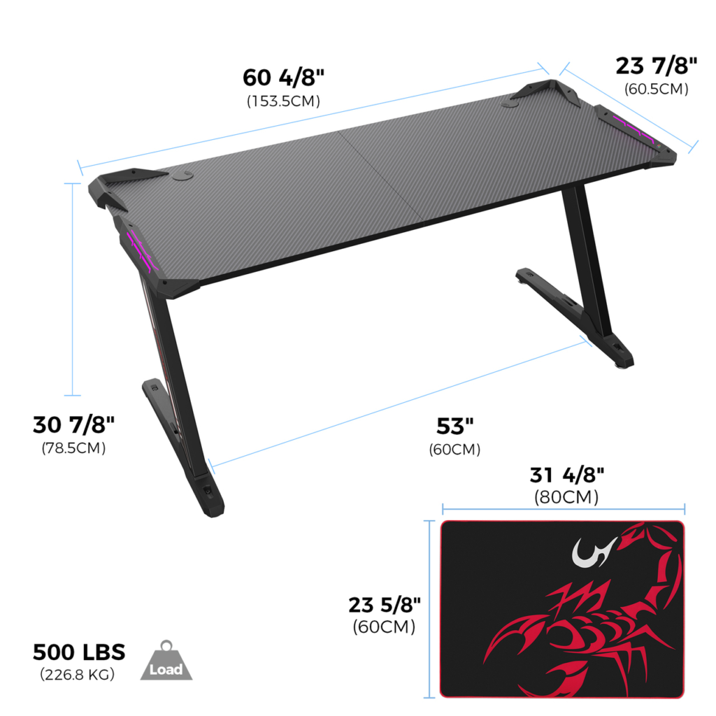 Eureka Ergonomic Gaming Desk Z60 RGB – Research Snipers