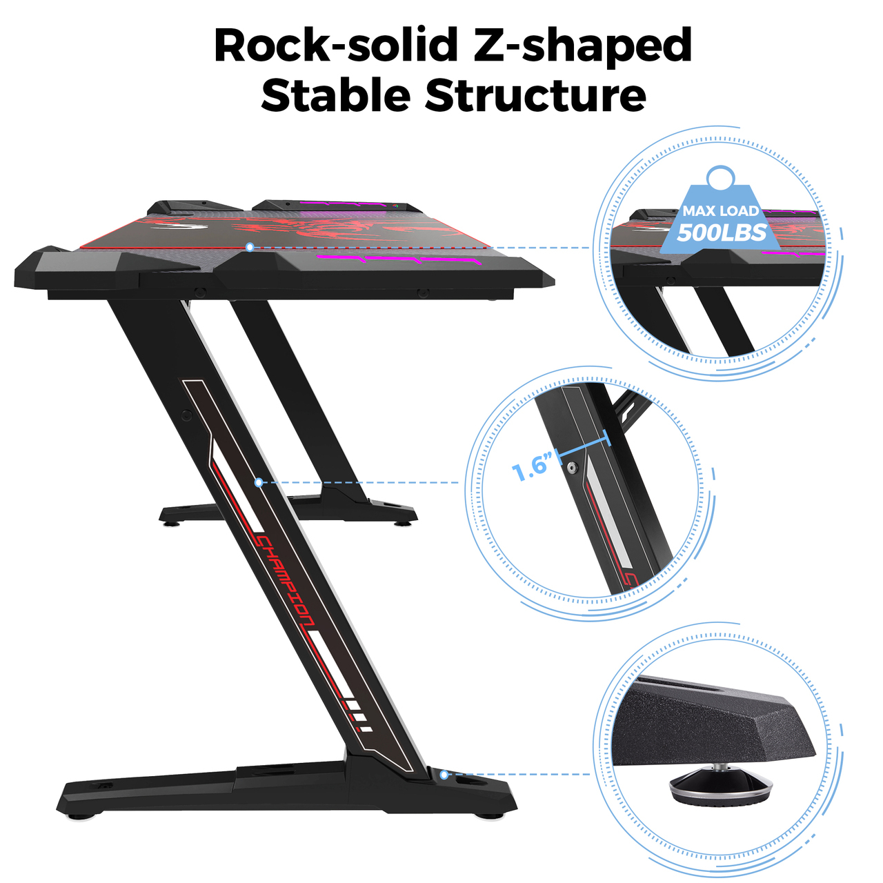 Eureka Ergonomic Gaming Desk Z60 RGB Research Snipers
