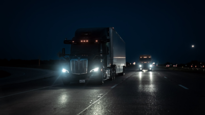 Night truck driving